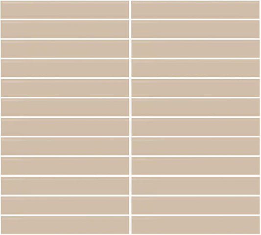 1x6 Color Wheel Mosaic Straight Joint  Mosaic Solid-Color Glossy Smooth Ceramic Tile Tan