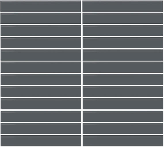 1x6 Color Wheel Mosaic Straight Joint  Mosaic Solid-Color Glossy Smooth Ceramic Tile Dark Gray