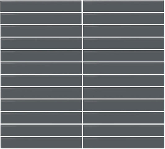 1x6 Color Wheel Mosaic Straight Joint  Mosaic Solid-Color Glossy Smooth Ceramic Tile Dark Gray