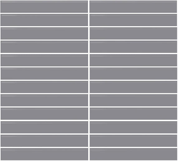 1x6 Color Wheel Mosaic Straight Joint  Mosaic Solid-Color Glossy Smooth Ceramic Tile Gray