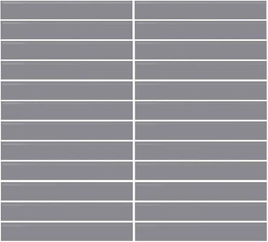 1x6 Color Wheel Mosaic Straight Joint  Mosaic Solid-Color Glossy Smooth Ceramic Tile Gray