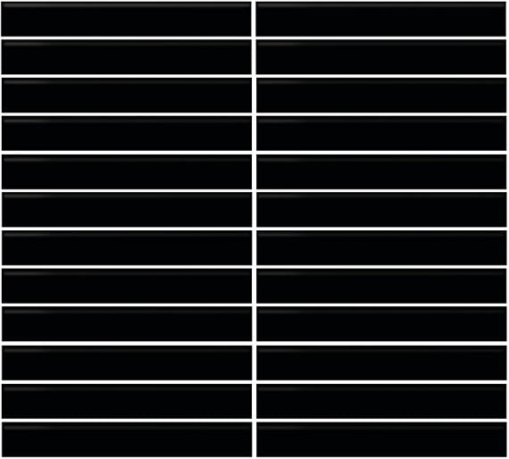 1x6 Color Wheel Mosaic Straight Joint  Mosaic Solid-Color Glossy Smooth Ceramic Tile Black