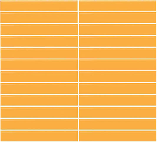 1x6 Color Wheel Mosaic Straight Joint  Mosaic Solid-Color Glossy Smooth Ceramic Tile Mustard Yellow