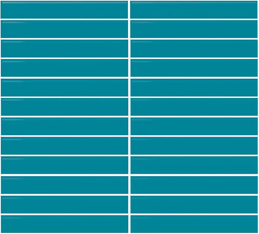 1x6 Color Wheel Mosaic Straight Joint  Mosaic Solid-Color Glossy Smooth Ceramic Tile Ocean Blue