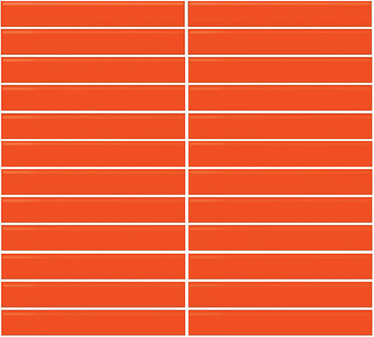 1x6 Color Wheel Mosaic Straight Joint  Mosaic Solid-Color Glossy Smooth Ceramic Tile Orange