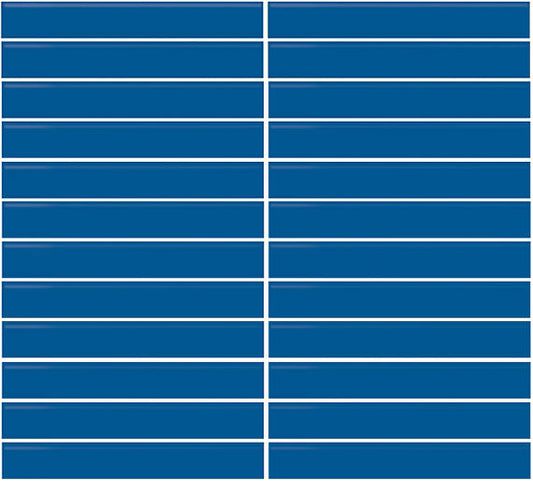 1x6 Color Wheel Mosaic Straight Joint  Mosaic Solid-Color Glossy Smooth Ceramic Tile Dark Blue