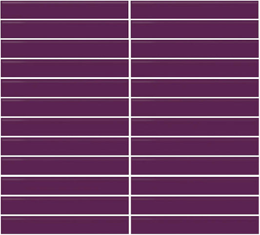 1x6 Color Wheel Mosaic Straight Joint  Mosaic Solid-Color Glossy Smooth Ceramic Tile Purple