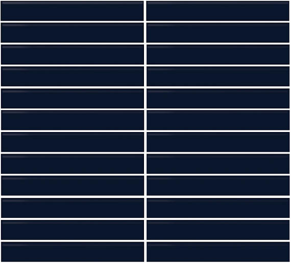 1x6 Color Wheel Mosaic Straight Joint  Mosaic Solid-Color Glossy Smooth Ceramic Tile Navy Blue