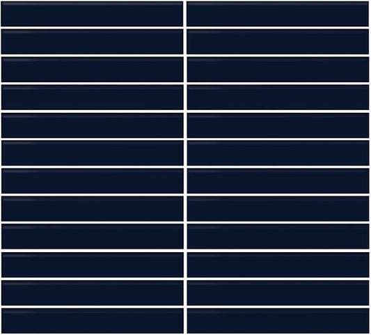 1x6 Color Wheel Mosaic Straight Joint  Mosaic Solid-Color Glossy Smooth Ceramic Tile Navy Blue