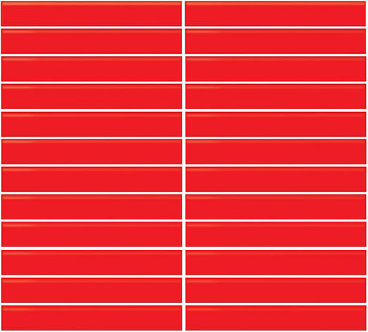 1x6 Color Wheel Mosaic Straight Joint  Mosaic Solid-Color Glossy Smooth Ceramic Tile Red