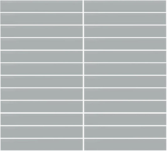 1x6 Color Wheel Mosaic Straight Joint  Mosaic Solid-Color Matte Smooth Ceramic Tile Light Gray