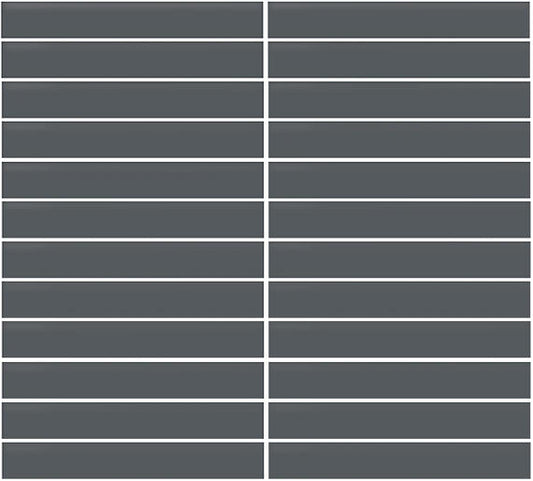 1x6 Color Wheel Mosaic Straight Joint  Mosaic Solid-Color Matte Smooth Ceramic Tile Dark Gray