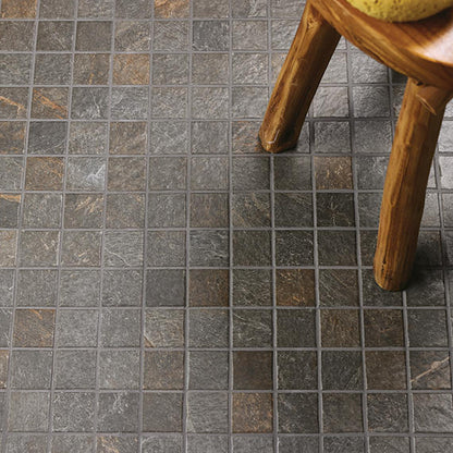 2x2 Constant  Mosaic Stone-Look Matte Gritty Porcelain Tile Deep Brown