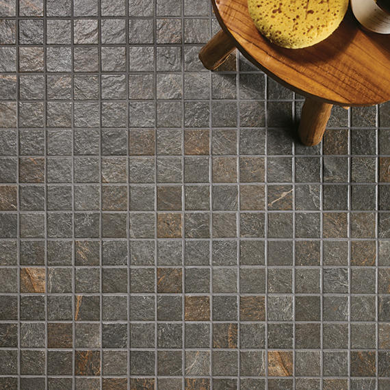 2x2 Constant  Mosaic Stone-Look Matte Gritty Porcelain Tile Deep Brown