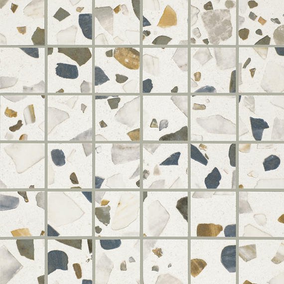 2x2 Curation Fragment Shard Straight Joint Mosaic Mixed-Material Look Matte Smooth Porcelain Tile Light White