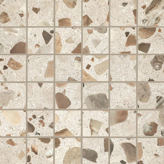 12x12 Curation Fragment Shard Straight Joint Mosaic Mixed-Material Look Matte Smooth Porcelain Tile