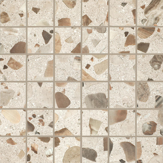 2x2 Curation Fragment Shard Straight Joint Mosaic Mixed-Material Look Matte Smooth Porcelain Tile Warm Beige