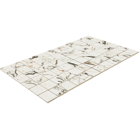 2x2 Panoramic Duet Light Veining Straight Joint  Marble-Look Matte Smooth Porcelain Tile Earth Brown