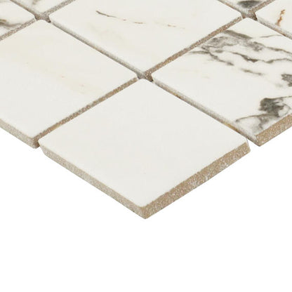 2x2 Panoramic Duet Light Veining Straight Joint  Marble-Look Matte Smooth Porcelain Tile Earth Brown