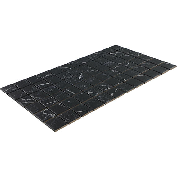 2x2 Panoramic Duet Light Veining Straight Joint  Marble-Look Matte Smooth Porcelain Tile Dark Black