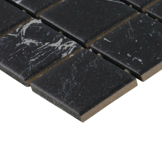 2x2 Panoramic Duet Light Veining Straight Joint  Marble-Look Matte Smooth Porcelain Tile Dark Black