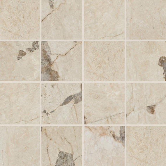 3x3 Savoir Medium Veining  Mosaic Marble-Look Matte Smooth Porcelain Tile Light Brown