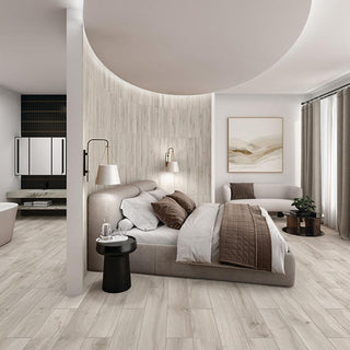 Ash Gray - 1x24 Acreage Stacked Linear Mosaic Wood-Look Matte Smooth Porcelain Tile