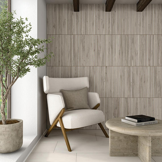 1x24 Acreage Stacked Linear Mosaic Wood-Look Matte Smooth Porcelain Tile Ash Gray
