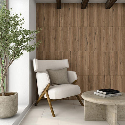 1x24 Acreage Stacked Linear Mosaic Wood-Look Matte Smooth Porcelain Tile Medium Oak