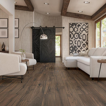 1x24 Acreage Stacked Linear Mosaic Wood-Look Matte Smooth Porcelain Tile Dark Walnut