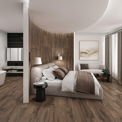 1x24 Acreage Stacked Linear Mosaic Wood-Look Matte Smooth Porcelain Tile Dark Walnut