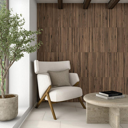1x24 Acreage Stacked Linear Mosaic Wood-Look Matte Smooth Porcelain Tile Dark Walnut