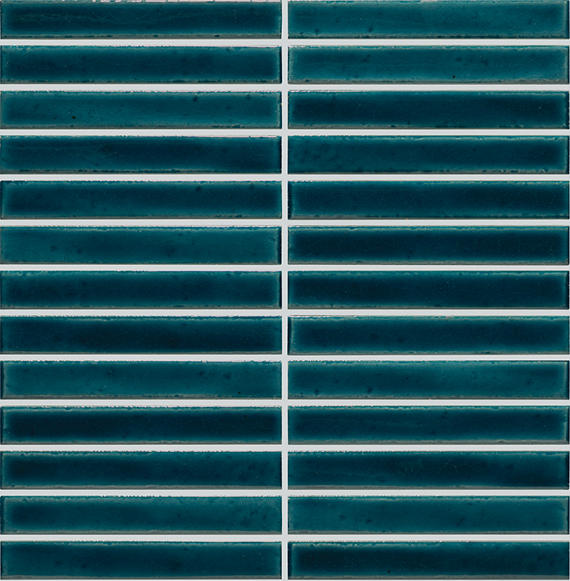 1x6 Cotto Revival  Mosaic Stone-Look Glossy Smooth Porcelain Tile Bay Blue