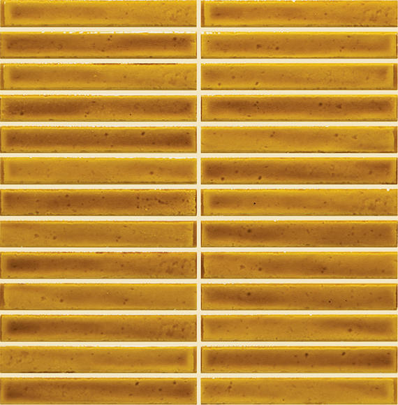 1x6 Cotto Revival  Mosaic Stone-Look Glossy Smooth Porcelain Tile Pollen Yellow