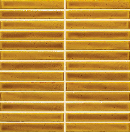 1x6 Cotto Revival  Mosaic Stone-Look Glossy Smooth Porcelain Tile Pollen Yellow