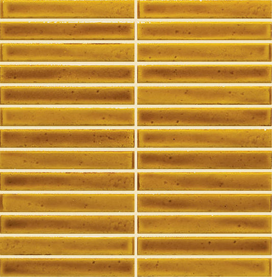 1x6 Cotto Revival  Mosaic Stone-Look Glossy Smooth Porcelain Tile Pollen Yellow