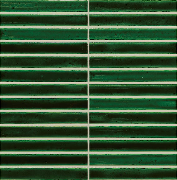 1x6 Cotto Revival  Mosaic Stone-Look Glossy Smooth Porcelain Tile Clover Green