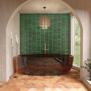 Clover Green - 12x12 Cotto Revival Mosaic Mixed-Color Glossy Smooth Porcelain Tile