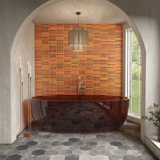 Spice Orange - 12x12 Cotto Revival Mosaic Mixed-Color Glossy Smooth Porcelain Tile