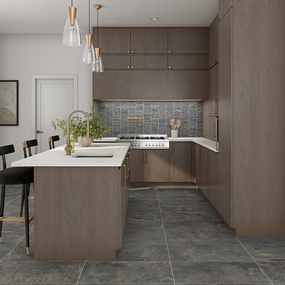 1x6 Urban Essence Stacked  Mosaic Concrete-Look Matte Smooth Porcelain Tile Dark Gray