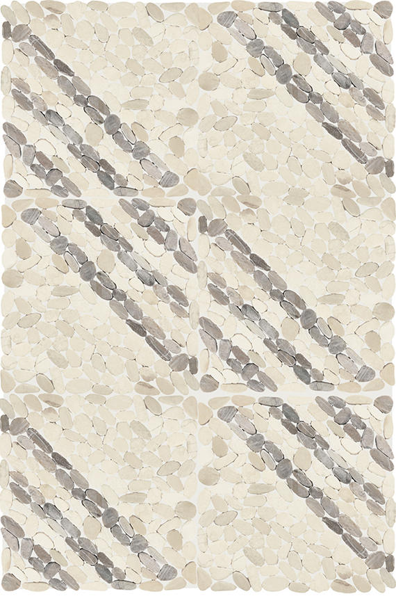 12x12 Pebble Oasis Linear  Mosaic Natural-Look Tumbled Natural Pebble Tile Pebble Beige