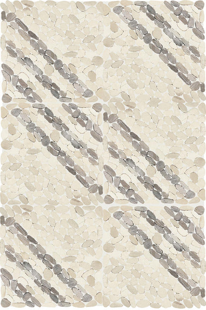 12x12 Pebble Oasis Linear  Mosaic Natural-Look Tumbled Natural Pebble Tile Pebble Beige