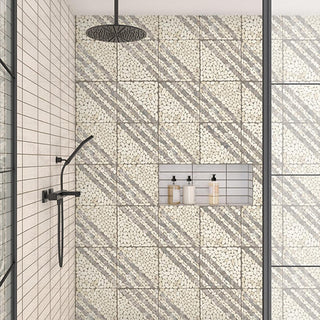 Pebble Beige - 12x12 Pebble Oasis Linear Mosaic Natural-Look Tumbled Natural Pebble Tile