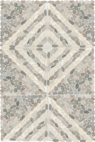 12x12 Pebble Oasis Linear Mosaic Natural-Look Tumbled Natural Pebble Tile