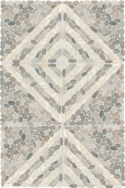 12x12 Pebble Oasis Linear  Mosaic Natural-Look Tumbled Natural Pebble Tile Coal Black