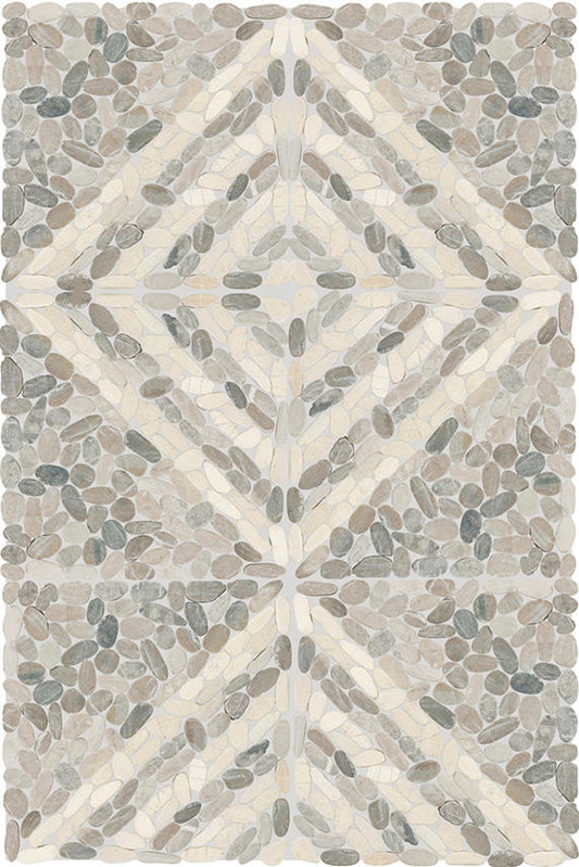 12x12 Pebble Oasis Linear  Mosaic Natural-Look Tumbled Natural Pebble Tile Coal Black