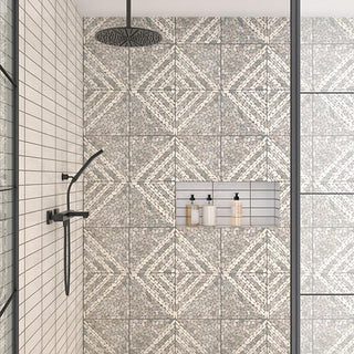 Coal Black - 12x12 Pebble Oasis Linear Mosaic Natural-Look Tumbled Natural Pebble Tile