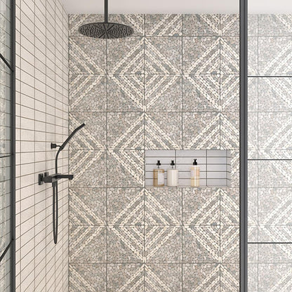 12x12 Pebble Oasis Linear  Mosaic Natural-Look Tumbled Natural Pebble Tile Coal Black