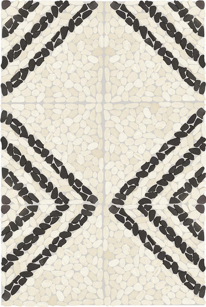 12x12 Pebble Oasis Linear  Mosaic Natural-Look Tumbled Natural Pebble Tile Icicle Gray