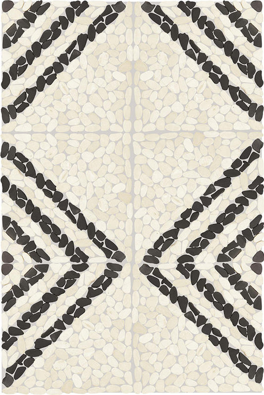 12x12 Pebble Oasis Linear  Mosaic Natural-Look Tumbled Natural Pebble Tile Icicle Gray